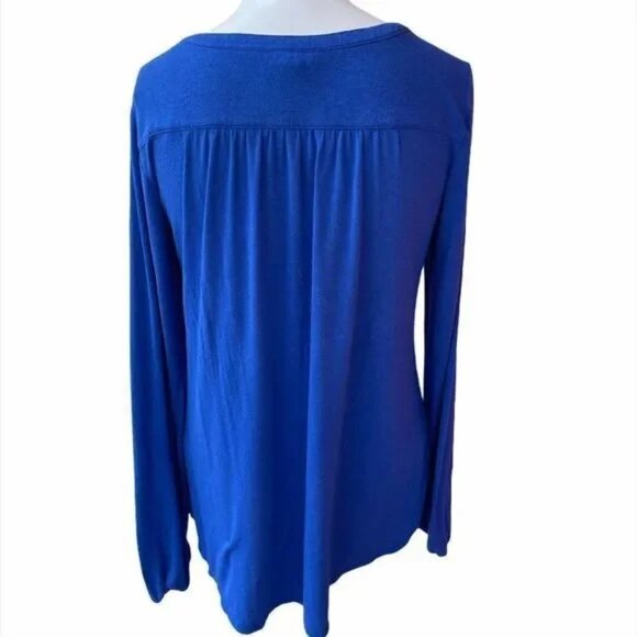 Lilly Pulitzer Top Lilias Blue Iris Long Sleeve Tunic Henley Size XS - Picture 6 of 10